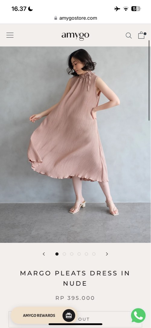 Amygo Pleat Dress Nude New Fesyen Wanita Pakaian Wanita Gaun Rok