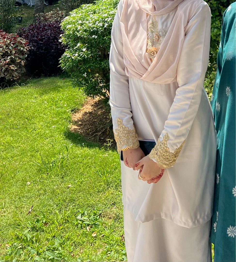 Custom Made Baju Kurung Nude With Lace Women S Fashion Muslimah