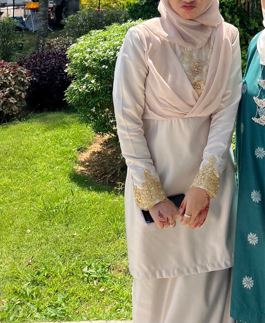 Custom Made Baju Kurung Nude With Lace Women S Fashion Muslimah