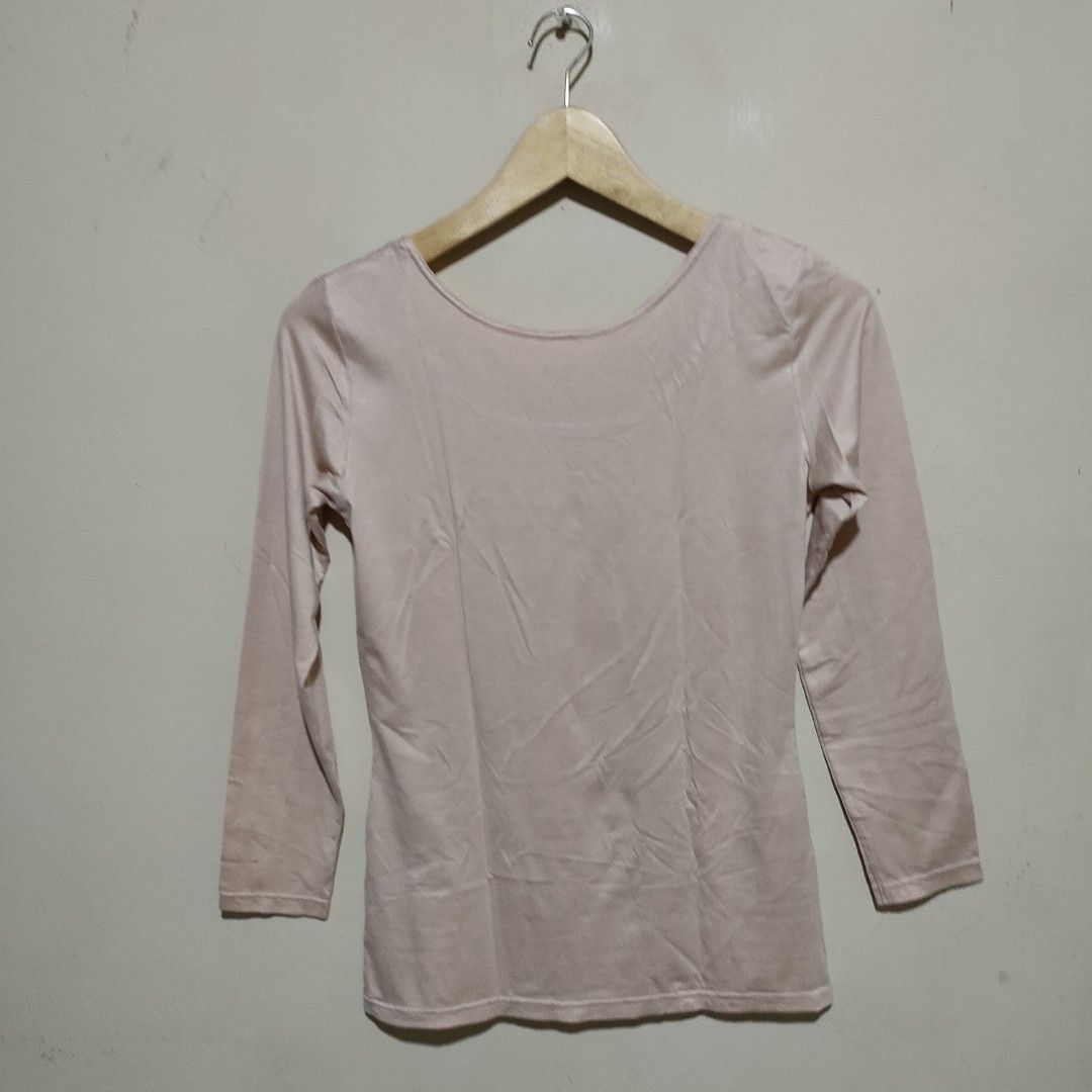 Uniqlo Heattech Long Sleeve Nude Long T Shirt Nude Kaospolos Lengan