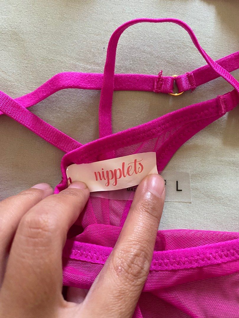 Set Nipplets Venom Sexy Lingerie Panty Bustier Pink Fuschia On