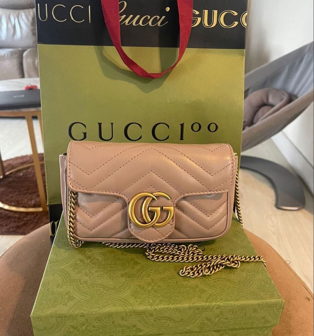 Gucci Marmont Supermini Nude 2022 Barang Mewah Tas Dompet Di Carousell