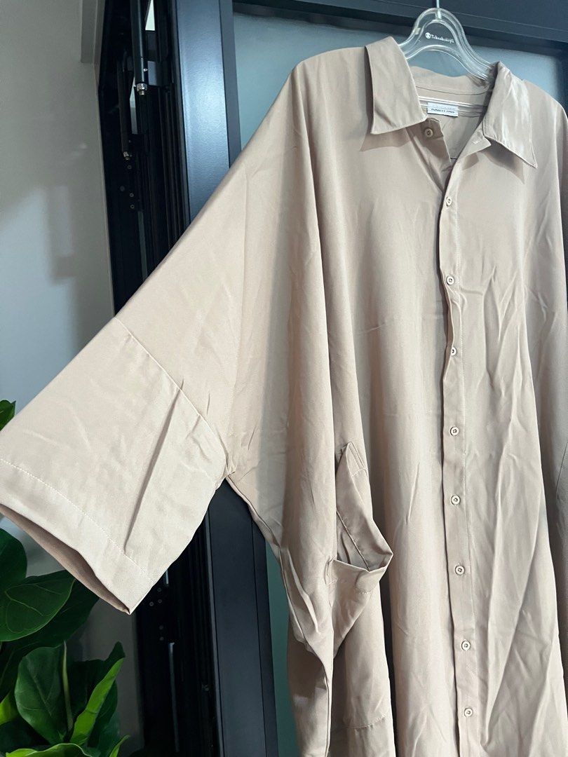 Kaifiyyah Shirt Abaya In Crepe Nude Women S Fashion Muslimah Fashion