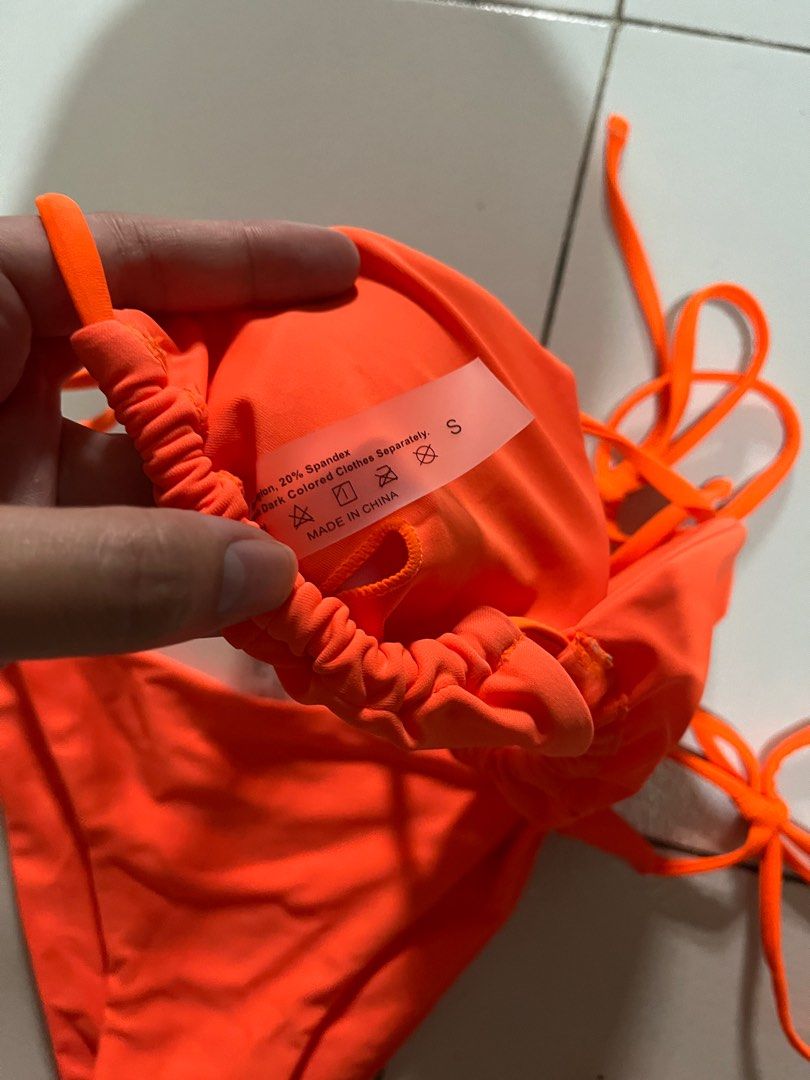 Neon Orange Bikini Set Shein On Carousell