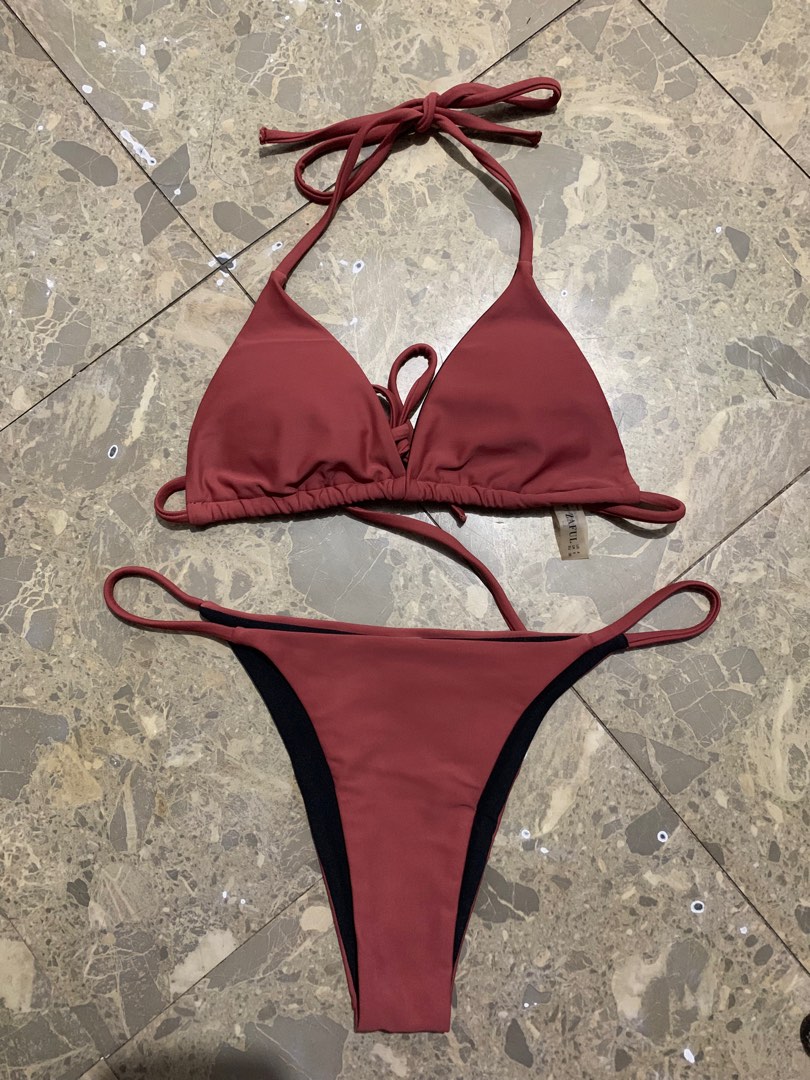 Reddish Brown Triangle Bikini Two Piece On Carousell