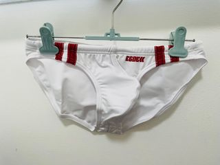 Egde Heats Super Low Rise Bikini Swimming Trunk White X Red Men S Fashion Bottoms New