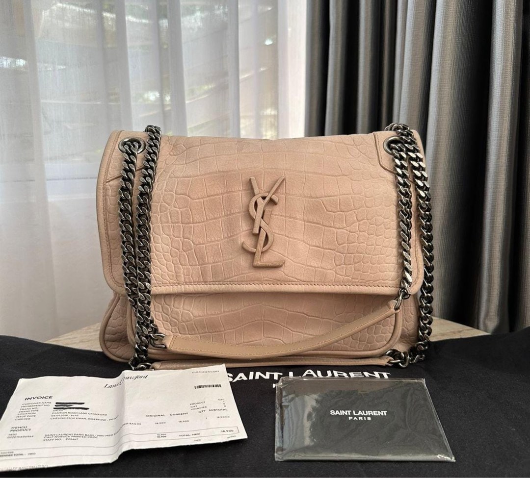 Preloves Ysl Niki Medium Croco Nude Barang Mewah Tas Dompet Di