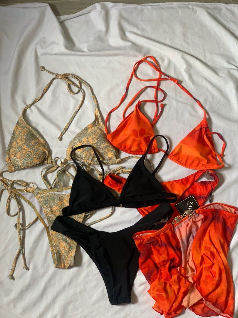 Bikini Bundle Paisley Tie String Bikini Black Triangle Pc Bikini