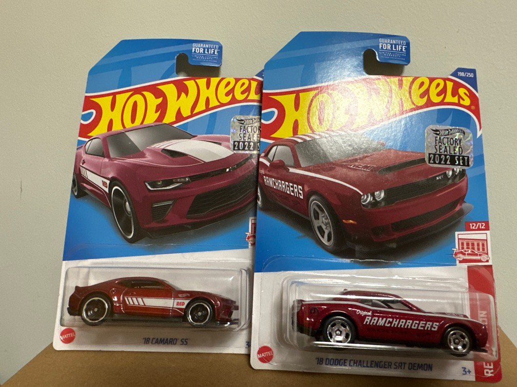 Hot Wheels Red Edition Camaro Dodge Challenger SRT Demon 興趣及遊戲 玩具 遊戲類 Carousell