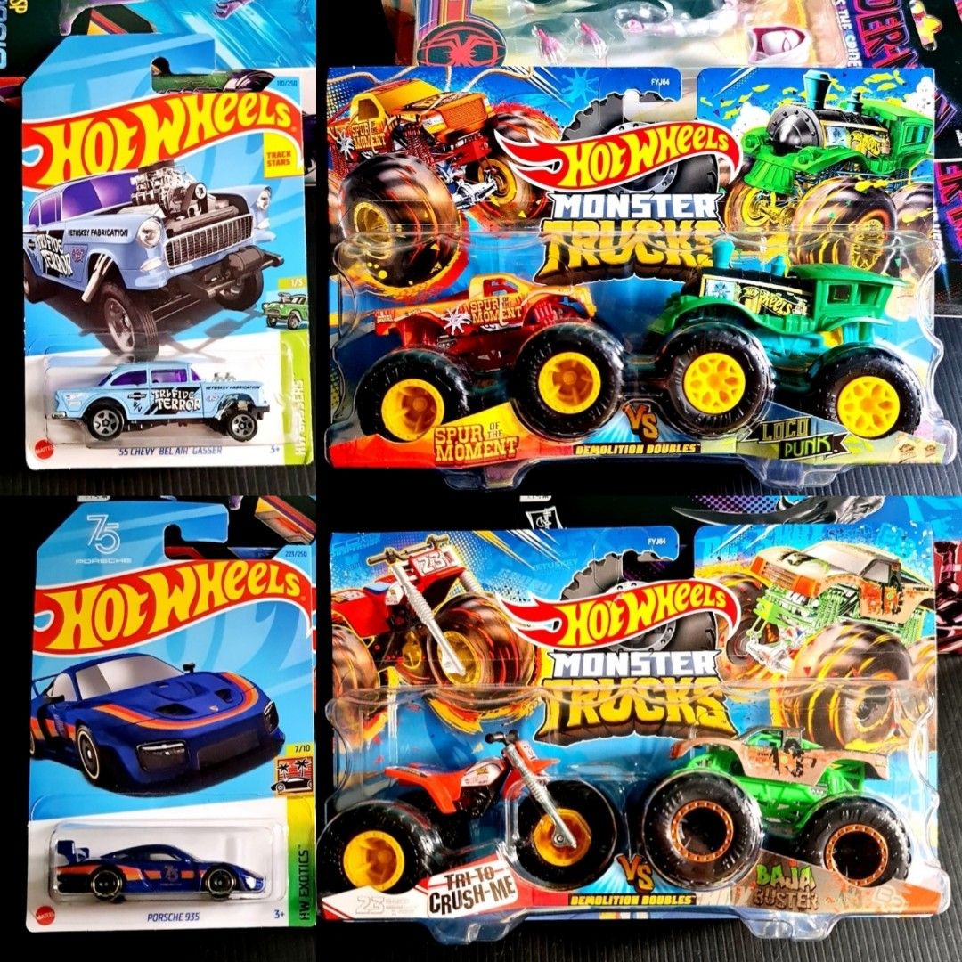 Hot Wheels Th Anniversary Porsche Track Stars Chevy Bel Air Gasser Monster Trucks