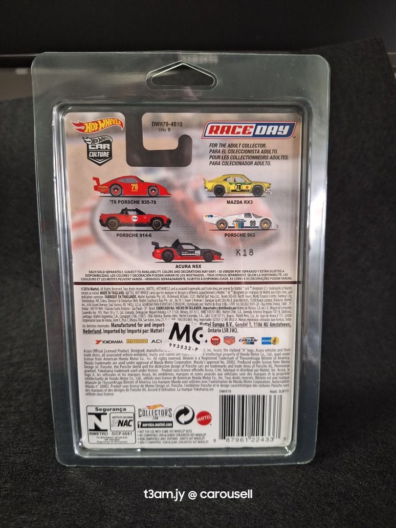 Hot Wheels Acura Nsx Honda Race Day Car Culture Premium Advan Hobbies Toys Toys Games On