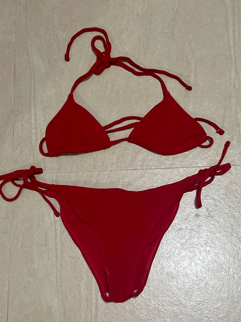 Red Two Piece Triangle Bikini Women S Fashion Swimwear Bikinis