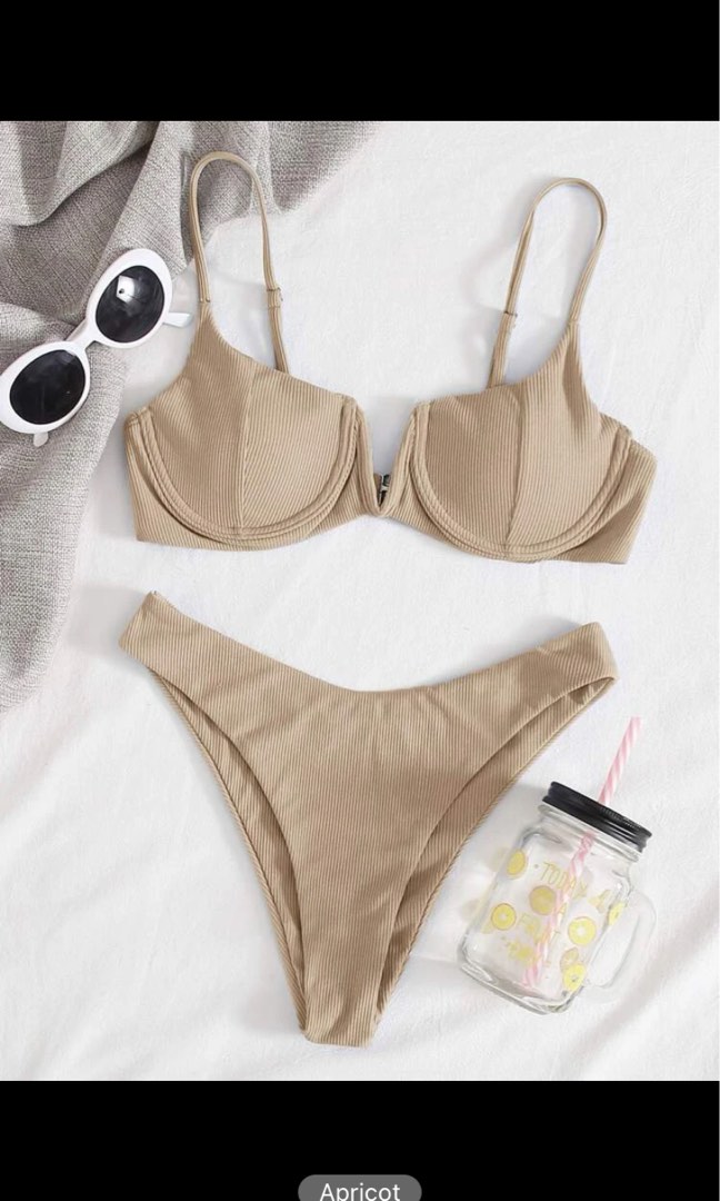 Shein Beige Bikini Swimsuit Underwire On Carousell