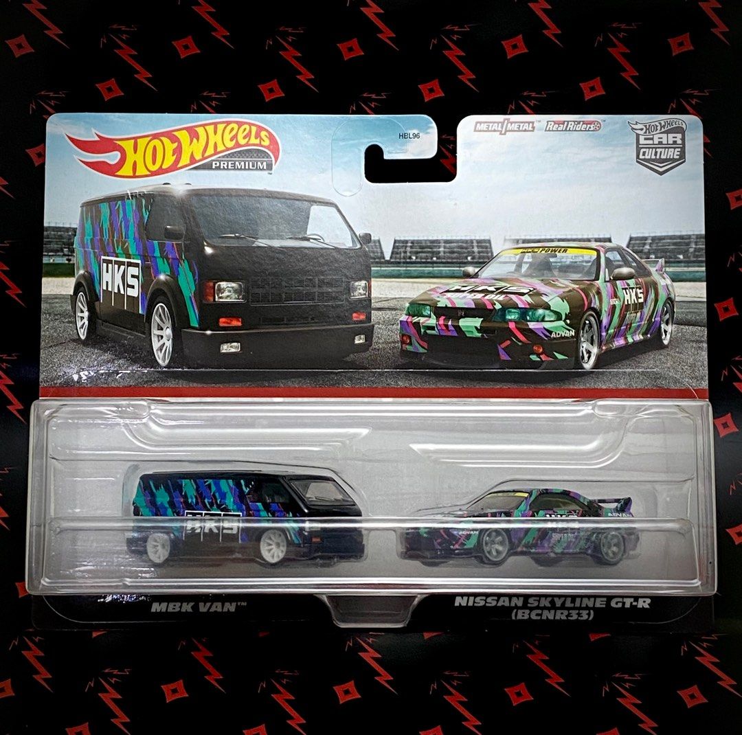 Hot Wheels Twinpack HKS MBK Van Nissan Skyline GT R BCNR33 GTR R33 Hobbies Toys Toys