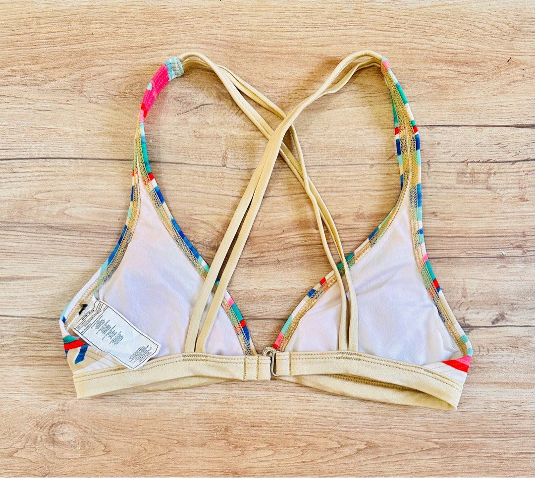 Roxy Golden Maze Criss Cross S Halter Bikini Top Women S Fashion
