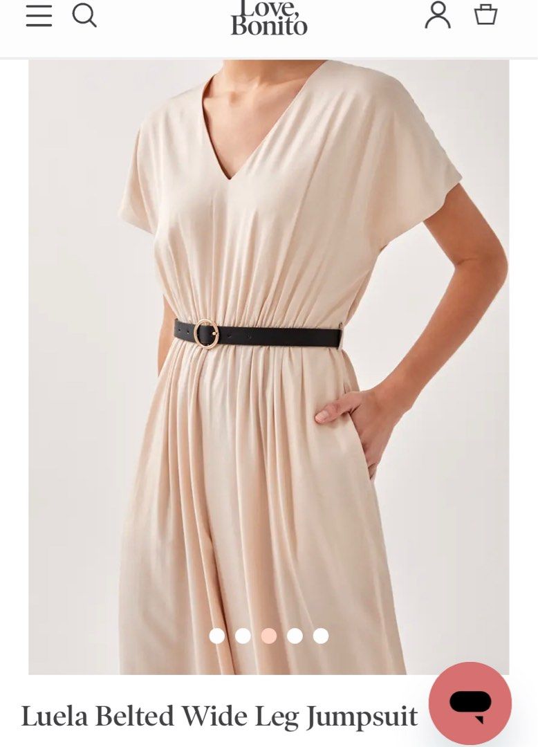Love Bonito Beige Cream Nude Luela Belted Wide Leg Jumpsuit Long