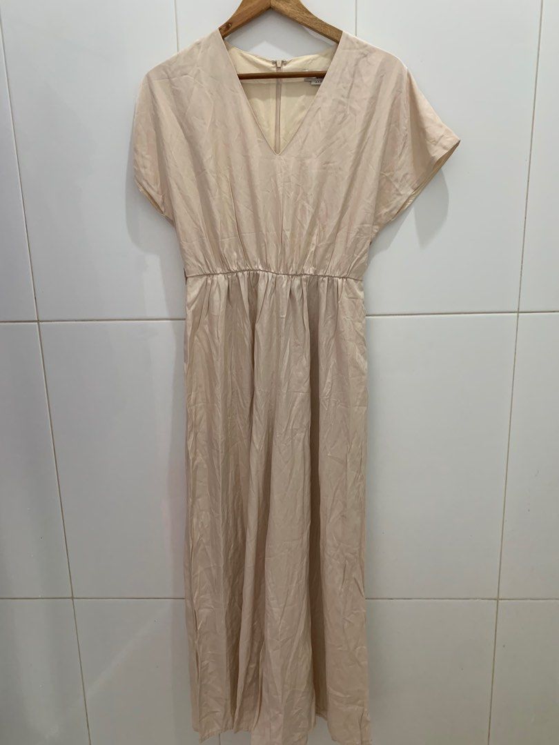 Love Bonito Beige Cream Nude Luela Belted Wide Leg Jumpsuit Long