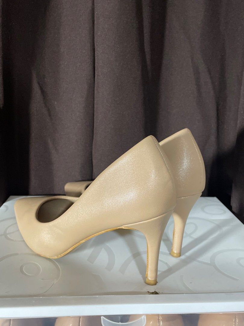 Parisian Nude Tiana Point Toe Leather Heels Women S Fashion Footwear