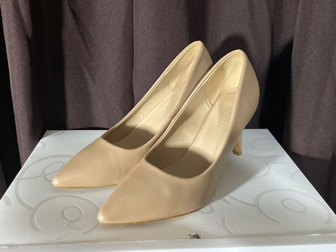 Parisian Nude Tiana Point Toe Leather Heels Women S Fashion Footwear