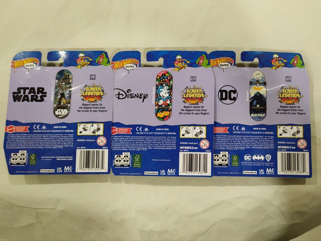 SCREEN LEGENDS HOT WHEELS SKATE SERIES DC BATMAN STAR WARS DISNEY MICKEY BOBA FETT Hobbies