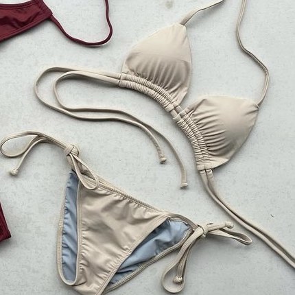 Sold Sew Local Mica X Rue Two Piece Bikini Set In Sandstone Cream