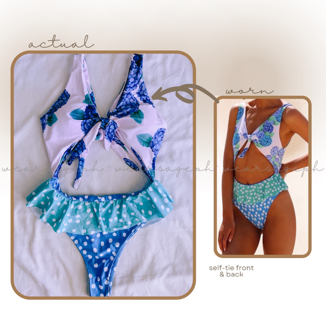 Brand New Shein Self Tie One Piece Bikini Swimsuit Women S Fashion