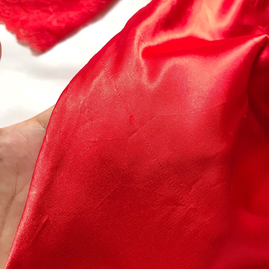 Satin Robe Kimono Lingerie Sleepwear Baju Tidur Red Fesyen Wanita