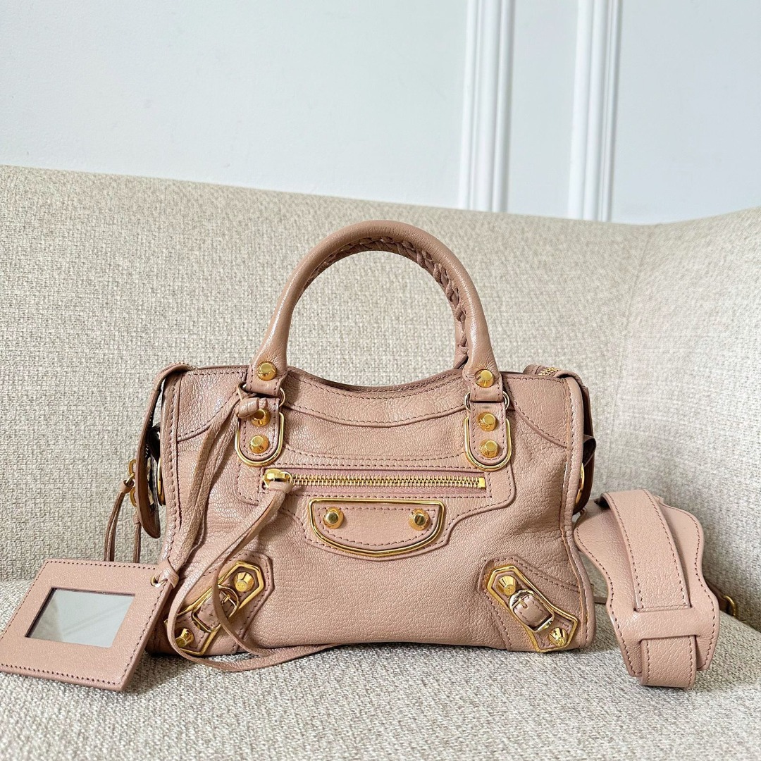 Balenciaga Mini City Rose De Sable Nude Ghw Dustbag Strap