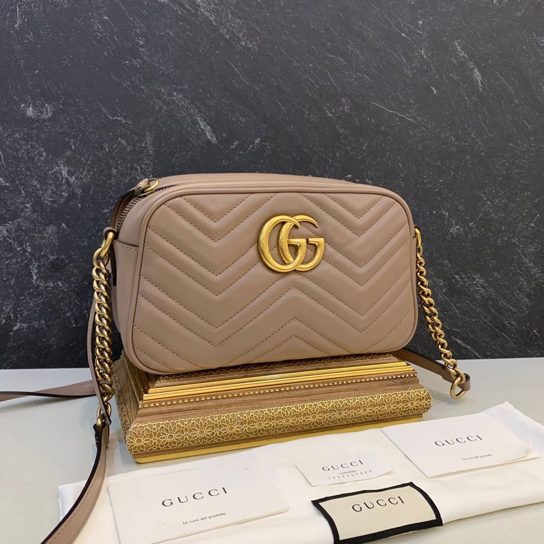 Good Deal Gucci Marmont Camera Small Cm Nude Ghw Barang Mewah Tas