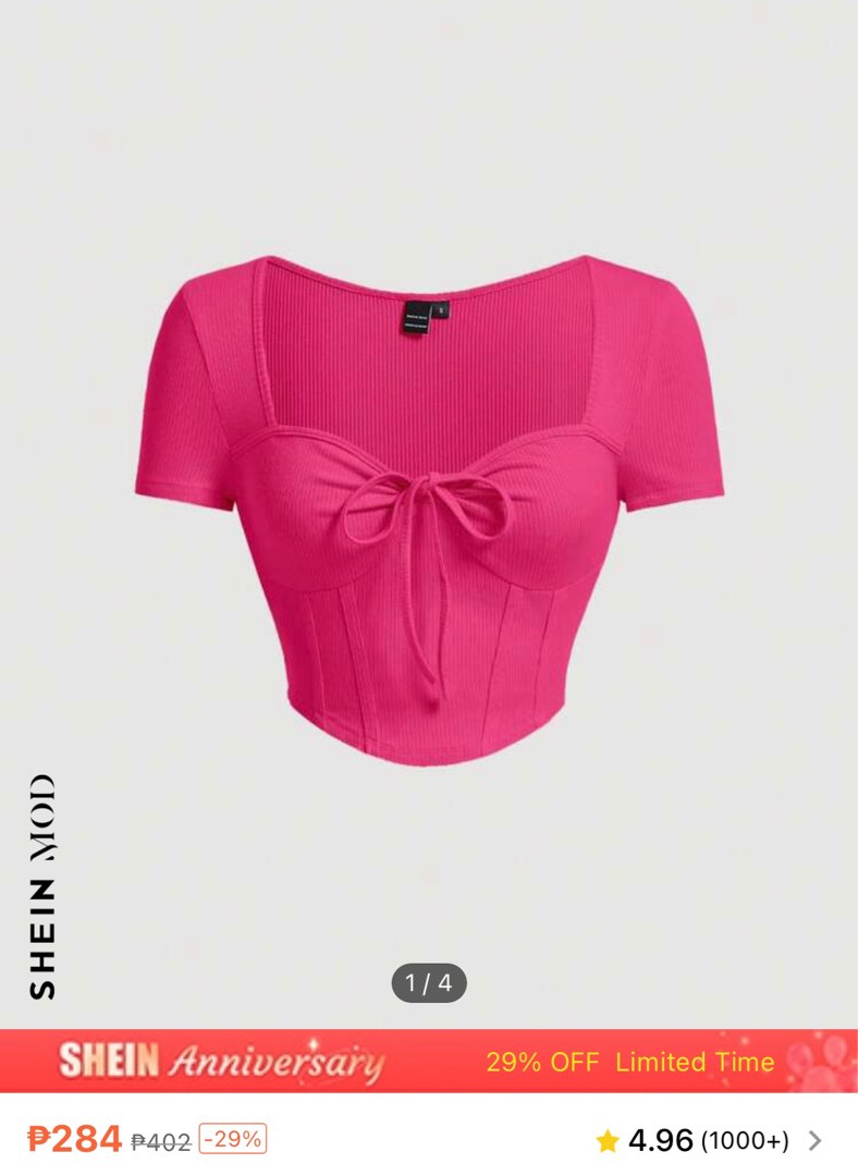 Shein Hot Pink Top Women S Fashion Tops Blouses On Carousell