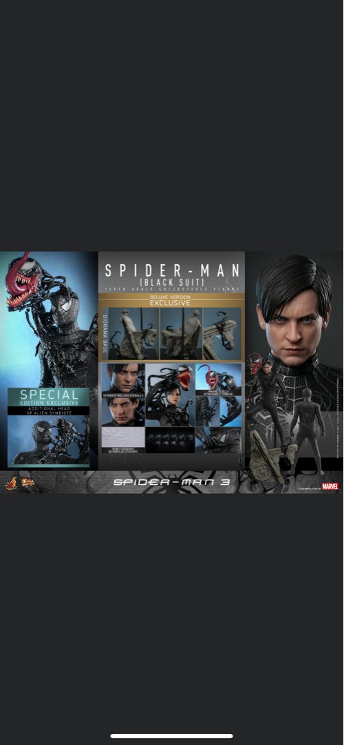 賣首日 訂單 Hot Toys MMS B Spider Man Black suit Deluxe ver with bonus part 興趣及遊戲 玩具