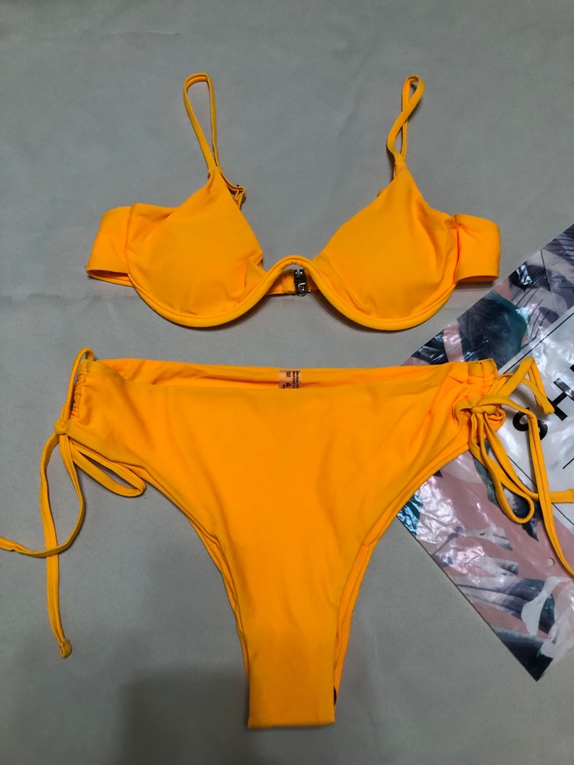 Shein Yellow Underwired High Waist Two Piece Bikini Swimsuit Women S