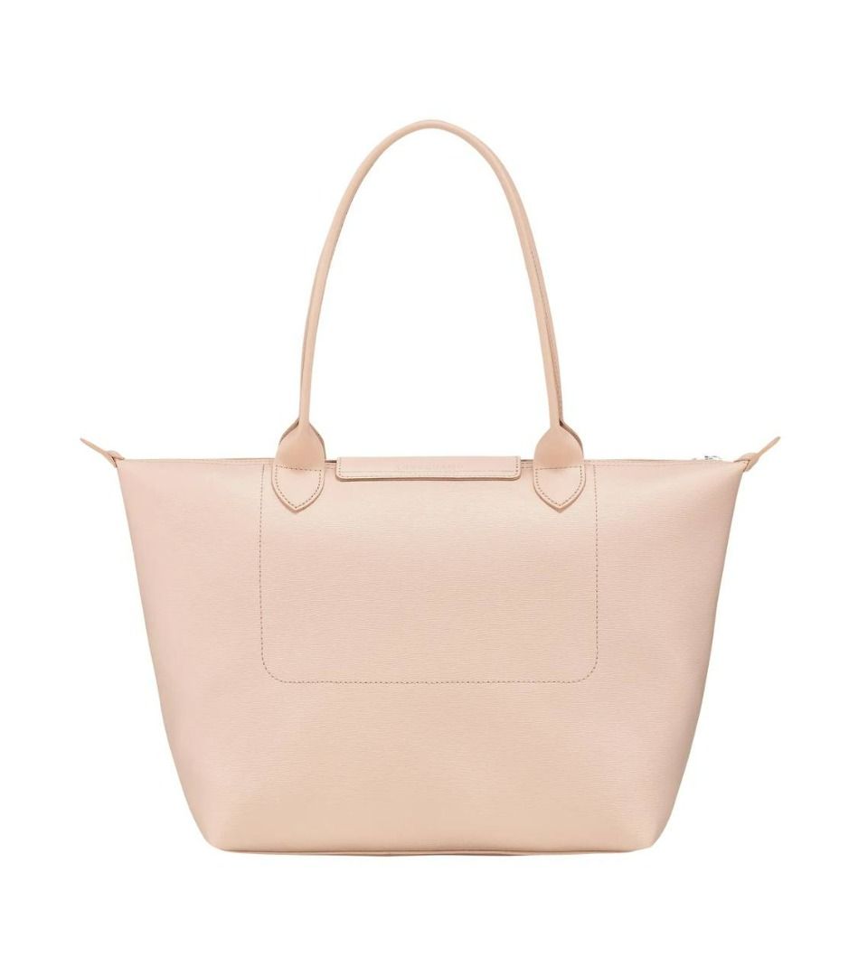 Tas Longchamp Le Pliage City Medium Tote Long Handle Leather Nude