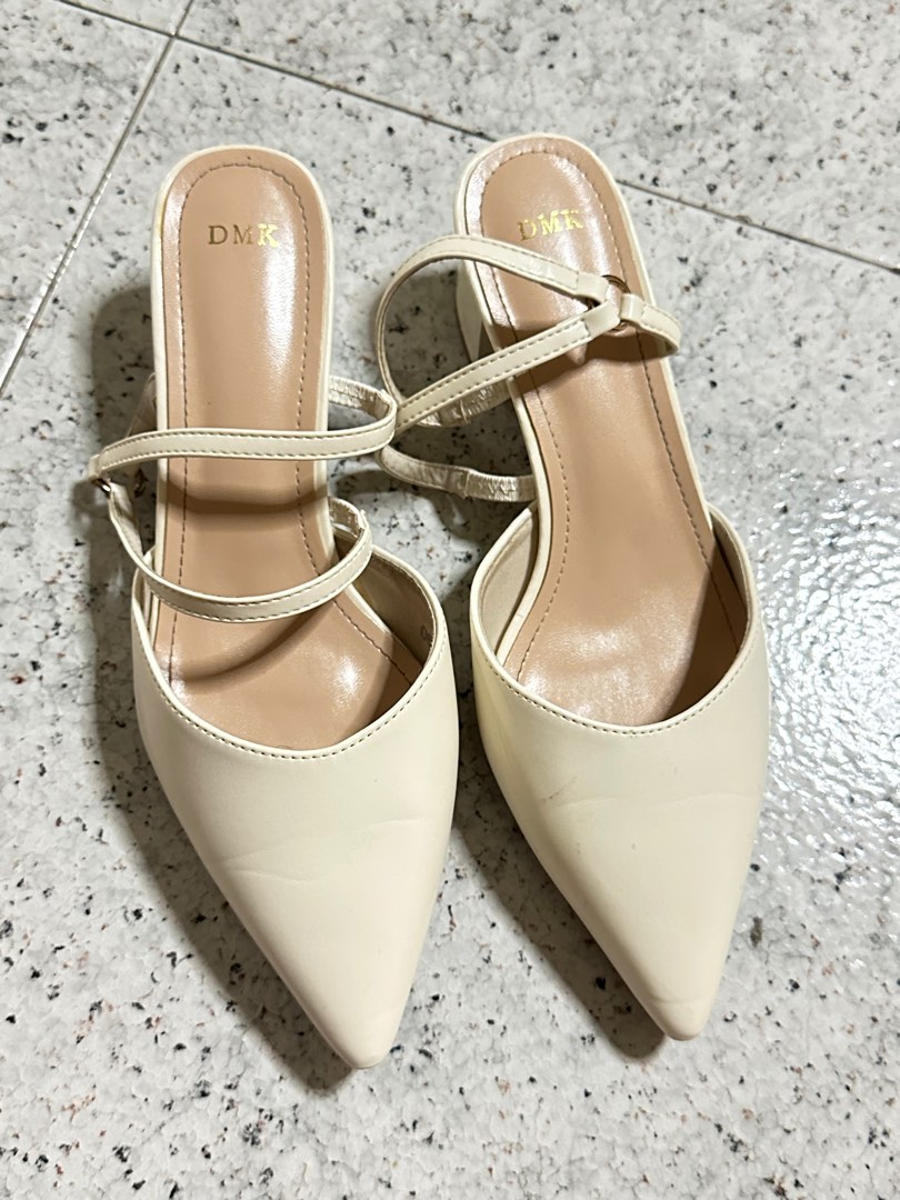 Dmk Nude White Heels Women S Fashion Footwear Heels On Carousell