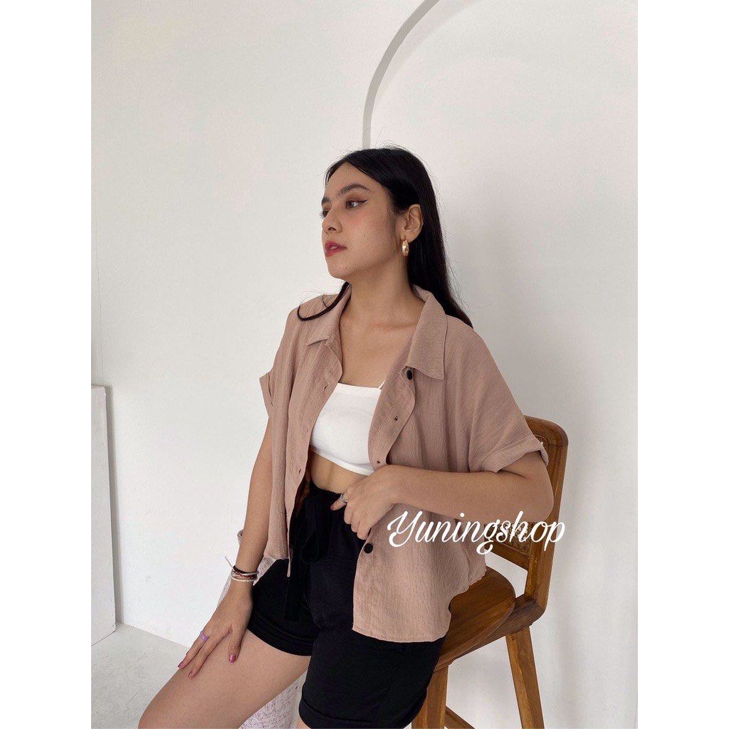 Kemeja Airflow Premium Bahan Airflow Warna Nude Fesyen Wanita