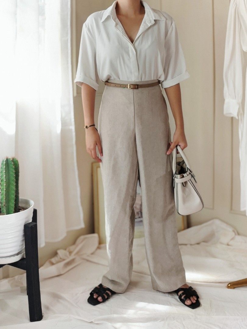 Nude Trouser Like New Women S Fashion Bottoms Other Bottoms On Carousell