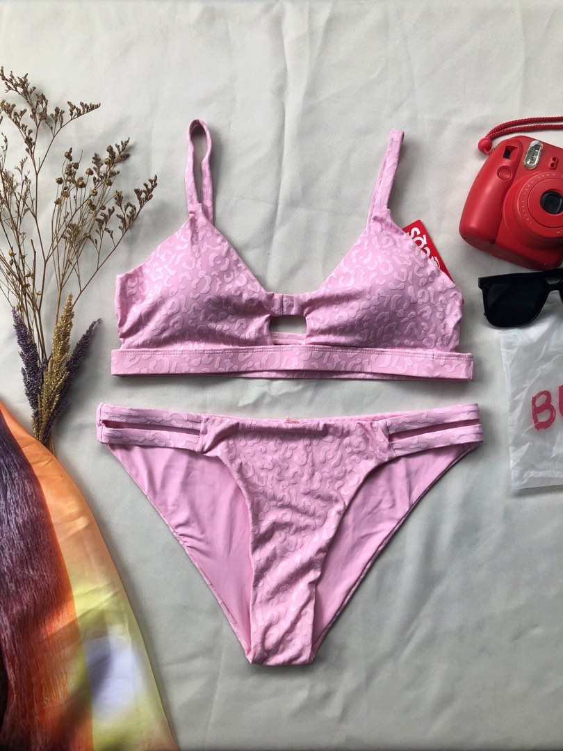 Plus Size Pink Leopard Two Piece Bikini Swimsuit Women S Fashion Swimwear Bikinis Swimsuits