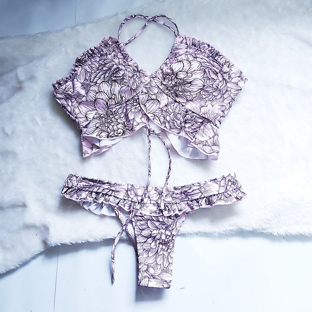 Triangle Ruffle Trim Bikini On Carousell