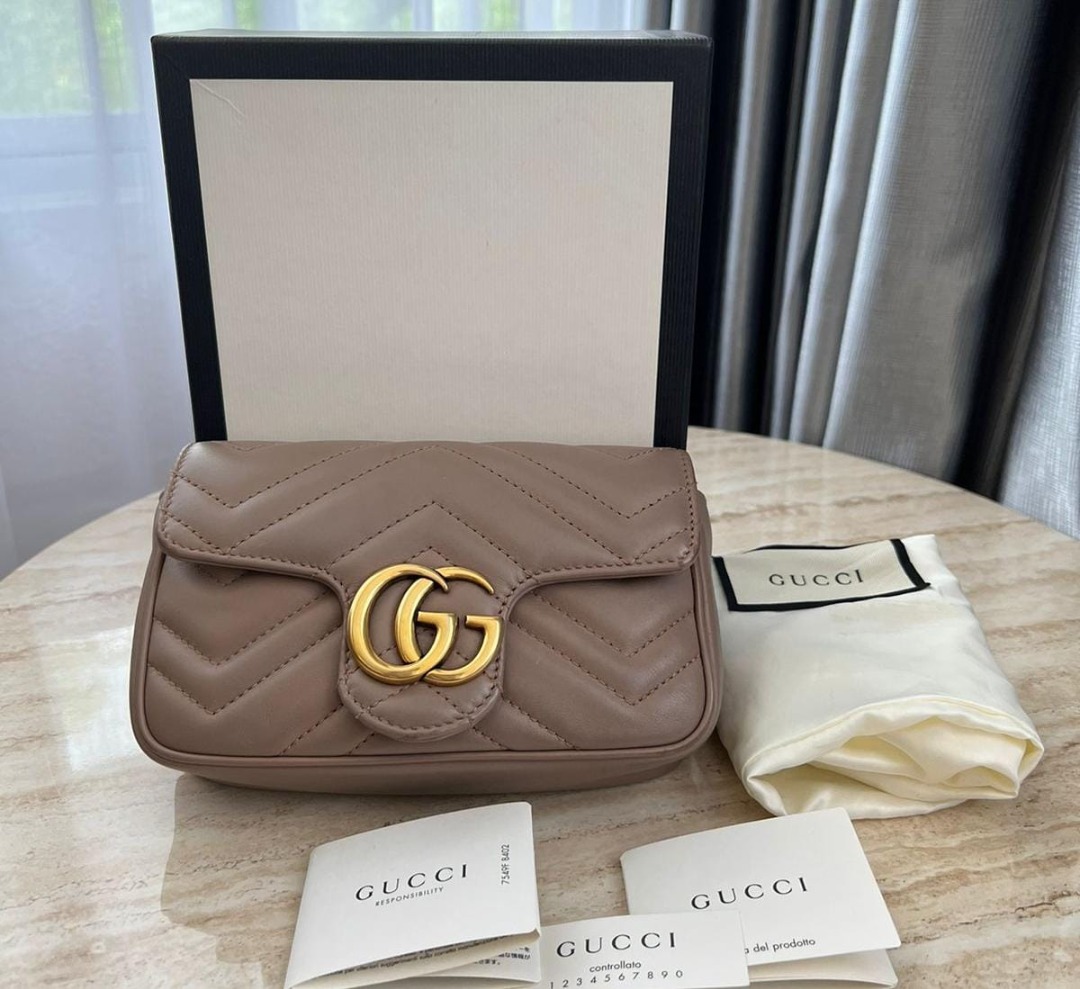 Gucci Marmont Supermini Nude Comes With Box Db Booklet Dv Barang