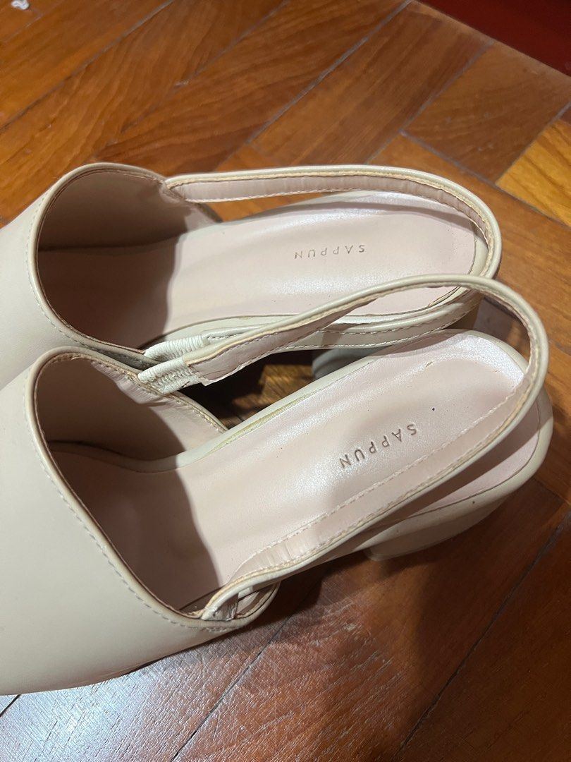 Sappun Block Heel Nude Slingback Sandal Heels Women S Fashion