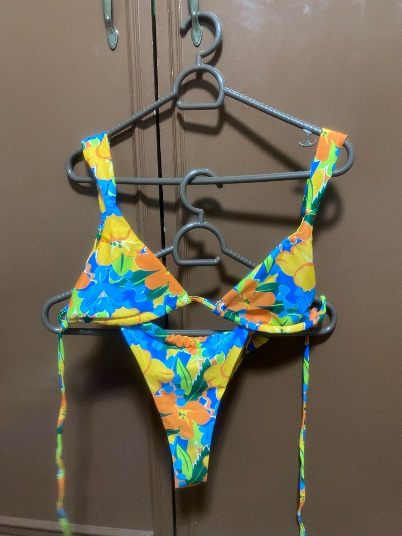 Floral Tie Bikini Women S Fashion Swimwear Bikinis Swimsuits On Carousell
