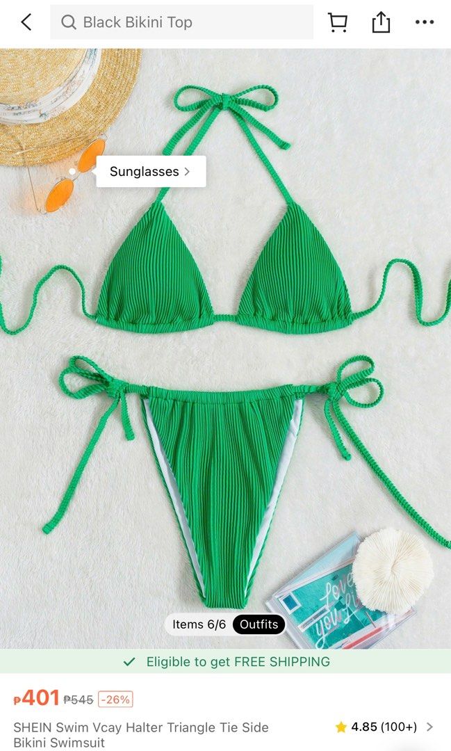 Shein Swim Vcay Halter Triangle Tie Side Bikini Swimsuit Women S