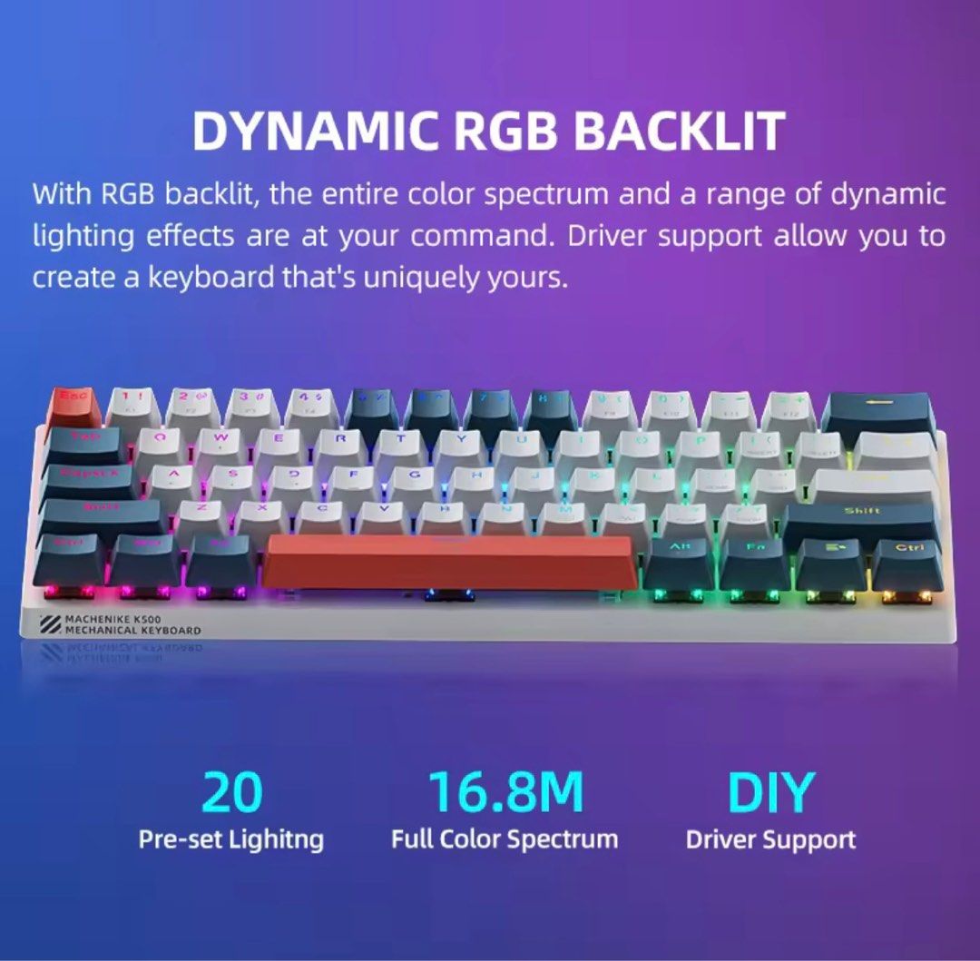 Machenike K B Custom Mechanical Keyboard Keys Wired Keyboard Hot Swappable Rgb
