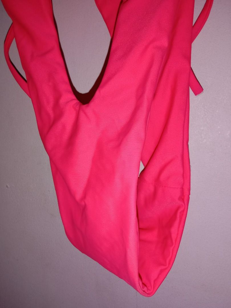 Neon Pink Bikini New Swimwear Women One Piece Swimsuit Chain Sexy Biquini Bathing Suit Thong One