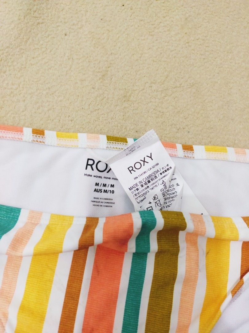 M Roxy Beach Classic Striped Side Tie Bikini Bottom Women S Fashion