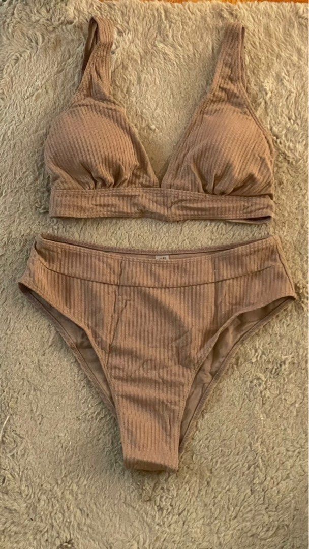 Brown Highwaist Halter Bikini Women S Fashion Swimwear Bikinis