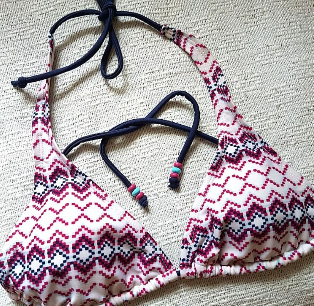 Printed Self Tie String Bikini Top Women S Fashion Swimwear Bikinis Swimsuits On Carousell