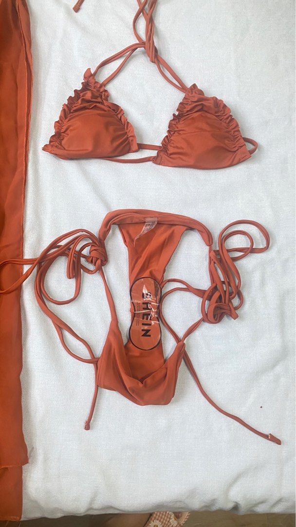 Rusty Brown 3 Set Bikini With Beach Skirt Women S Fashion Swimwear Bikinis Swimsuits On