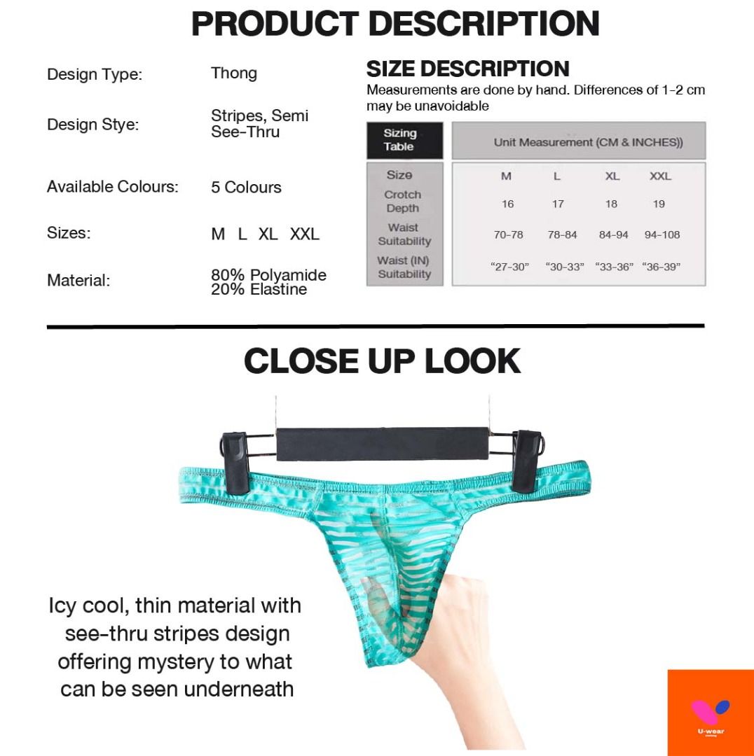 Semi See Thru Stripes Men Thong Men Underwear Bikini Men G String Men S Fashion Bottoms New