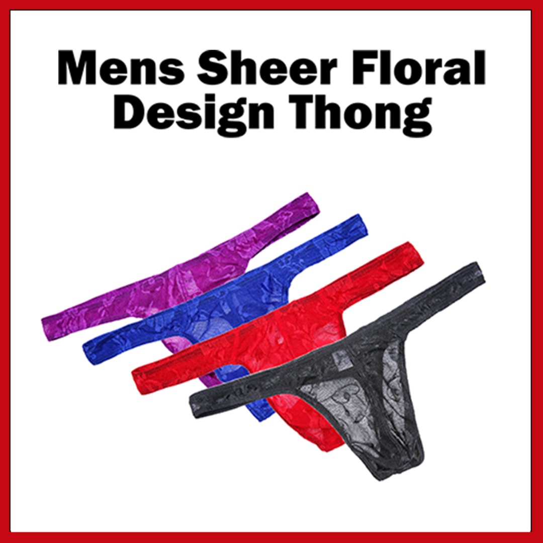 Sheer Floral See Thru Design Men Thong Men Underwear Bikini Men G String Men S Fashion Bottoms